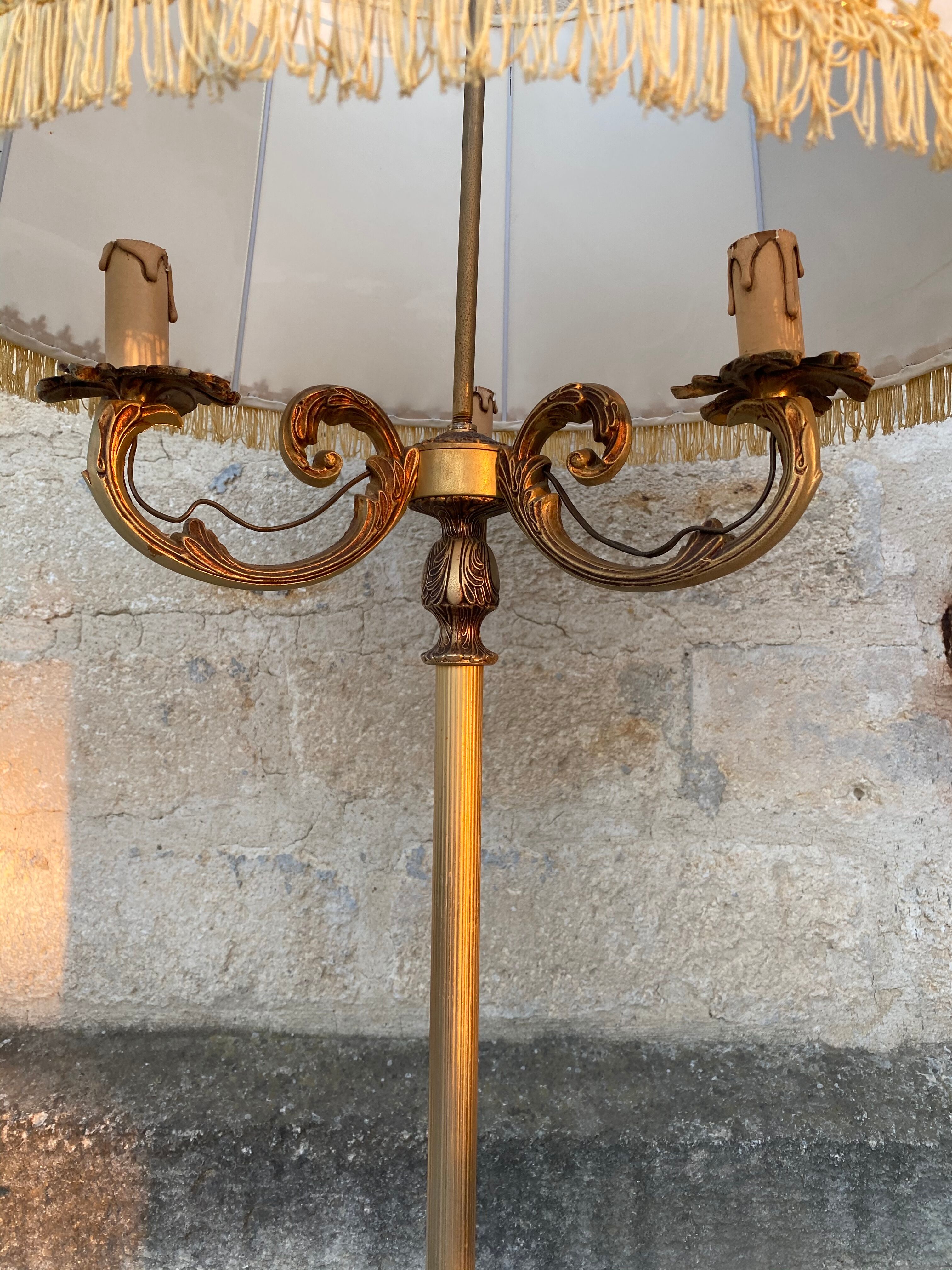 Louis XV style gilded bronze lampfloor, 1960s