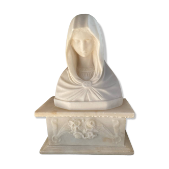 Marble Virgin Mary with her 19th-century base.