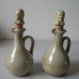 Set of 2 pitchers calva jugs in ceramic / sandstone signed bouchon head of Normans