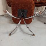 Set of 6 chrome velvet bucket chairs from the 70s