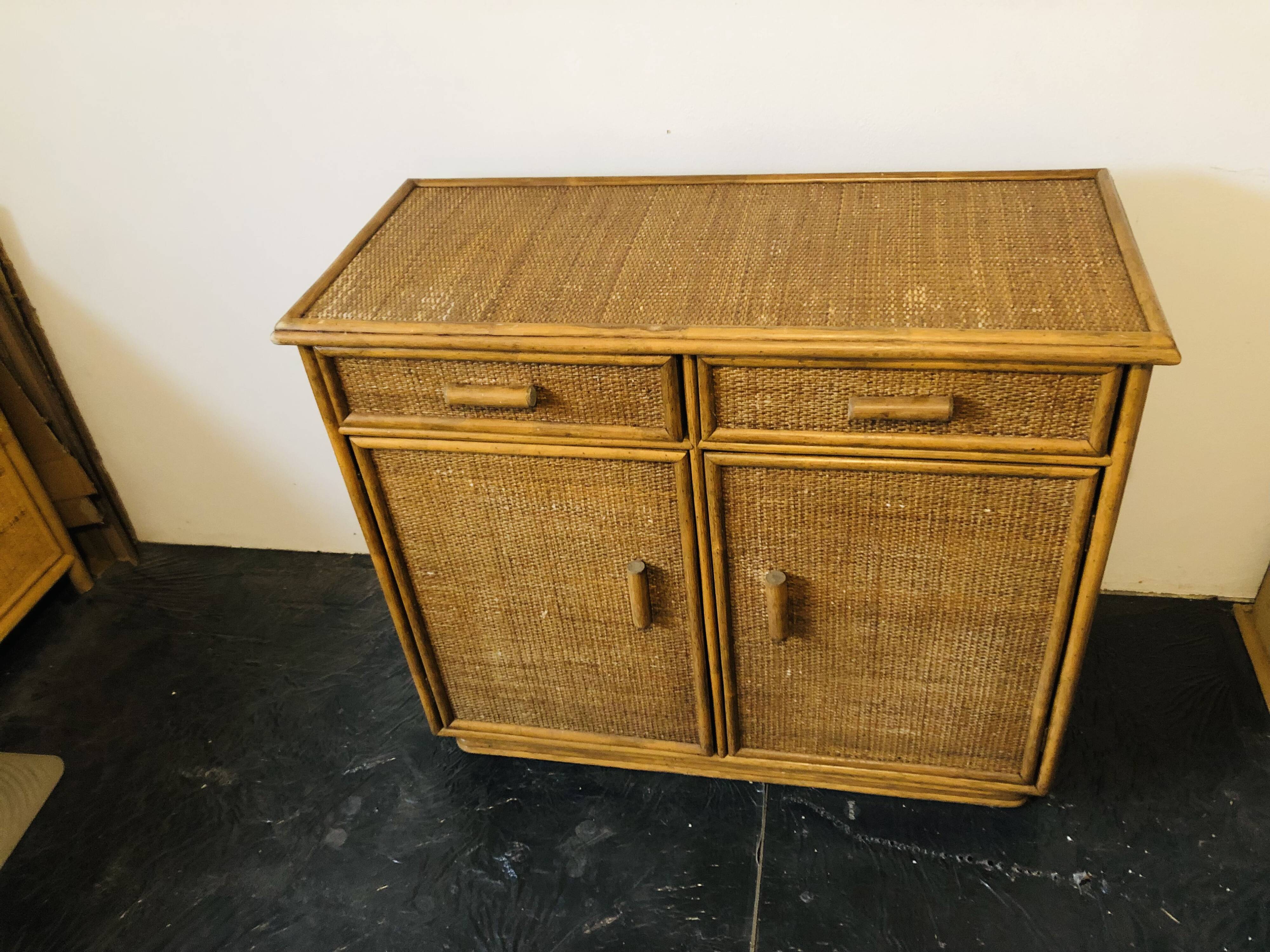 Woven rattan and bamboo buffet—Vivai del Sud, Italy circa 70s
