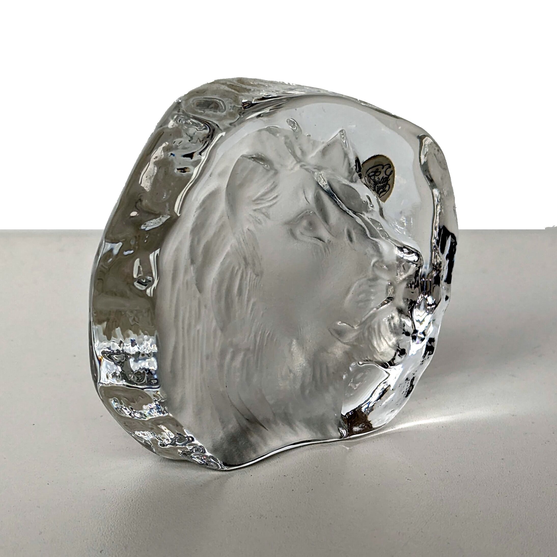 Paperweight Lion head sculpture Arques Crystal