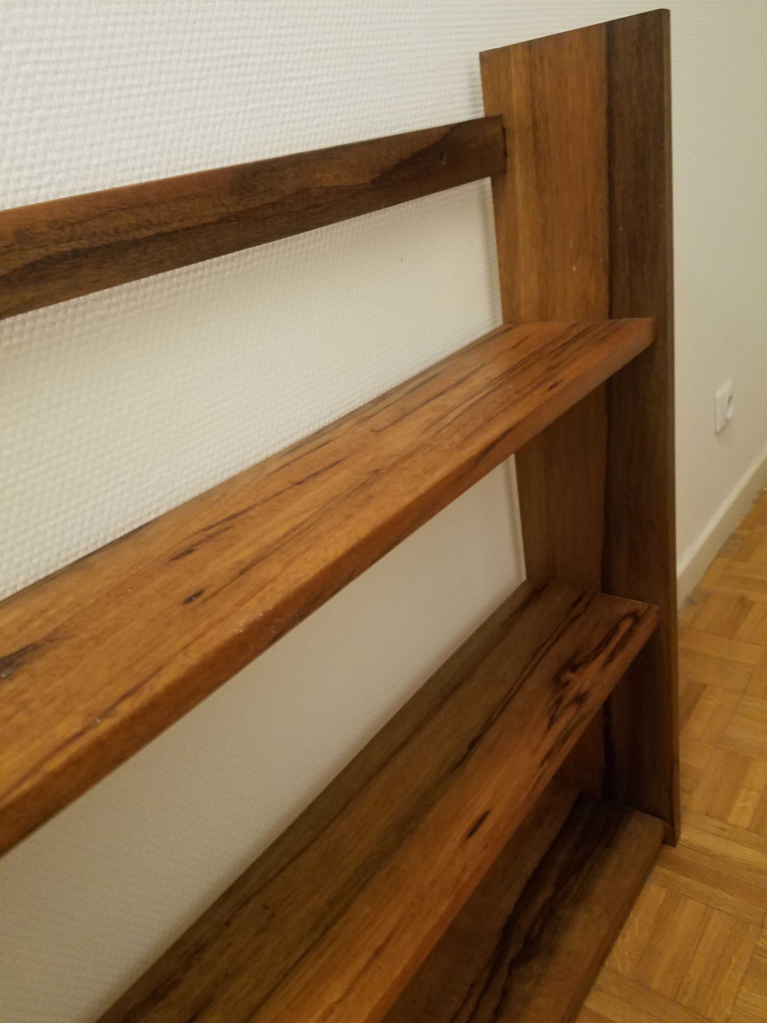 Old shelf in solid wood and exotic wood