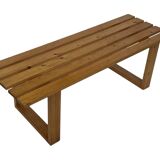 Vintage Scandinavian modern pinewood slatted bench from the 1960's