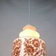 Venini Vintage Murano Glass Pendant Light, White and Brown Floral Design, 1950s