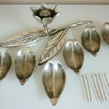 Flower, removable ashtrays and spades, iconic object 70s, silver bronze signed eLeCe Lisboa