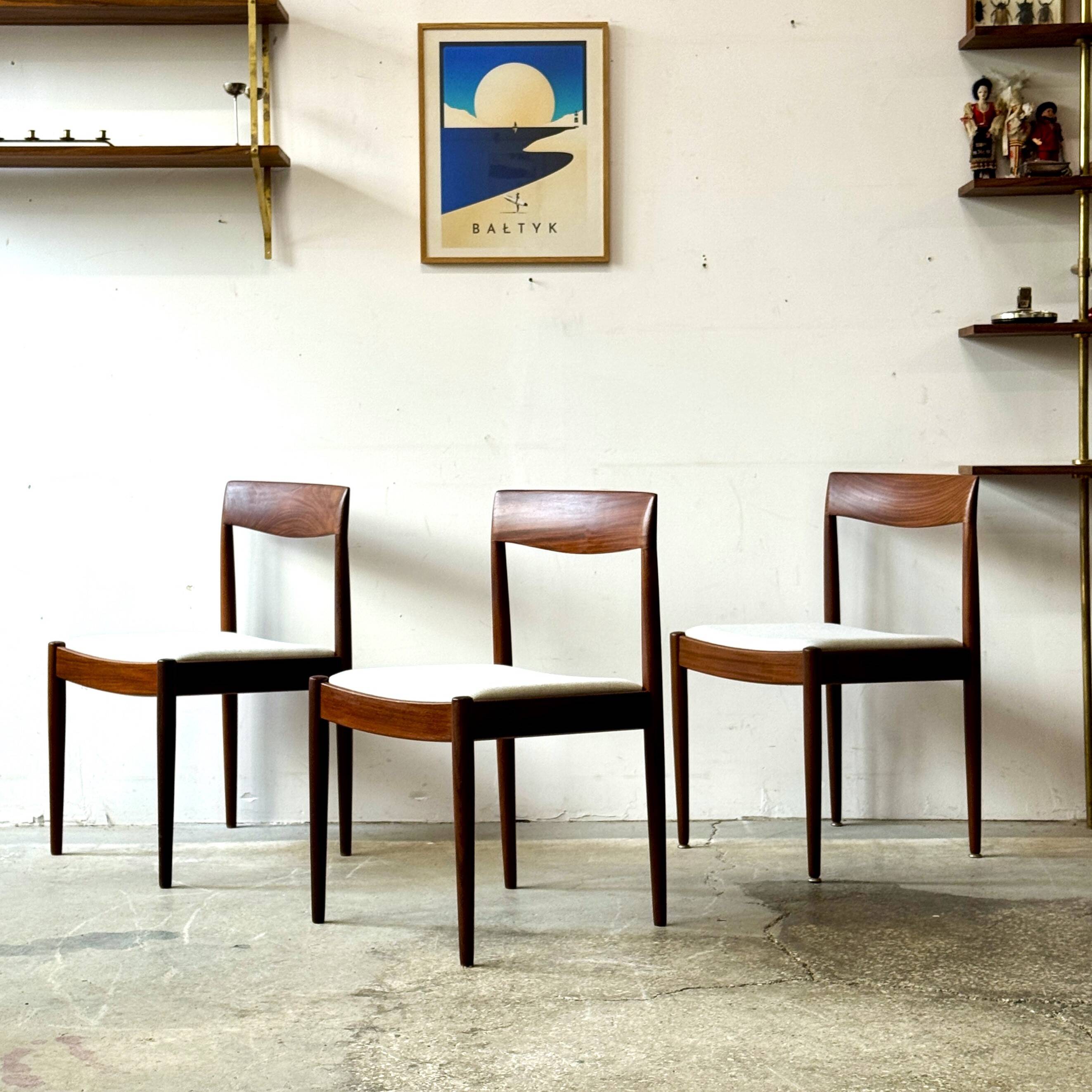 Chaises en teck, 3 pièces, Lübke, Allemagne, années 1960, vintage, milieu du siècle