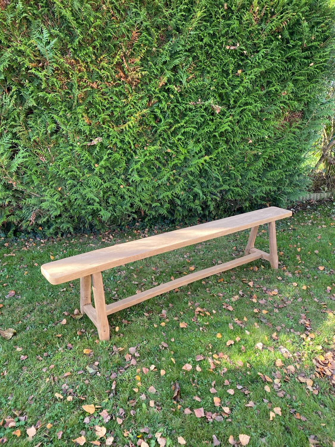 Solid oak farmhouse bench