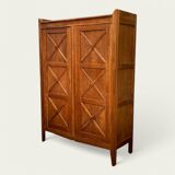 Vintage solid oak cross-braced wardrobe 1940