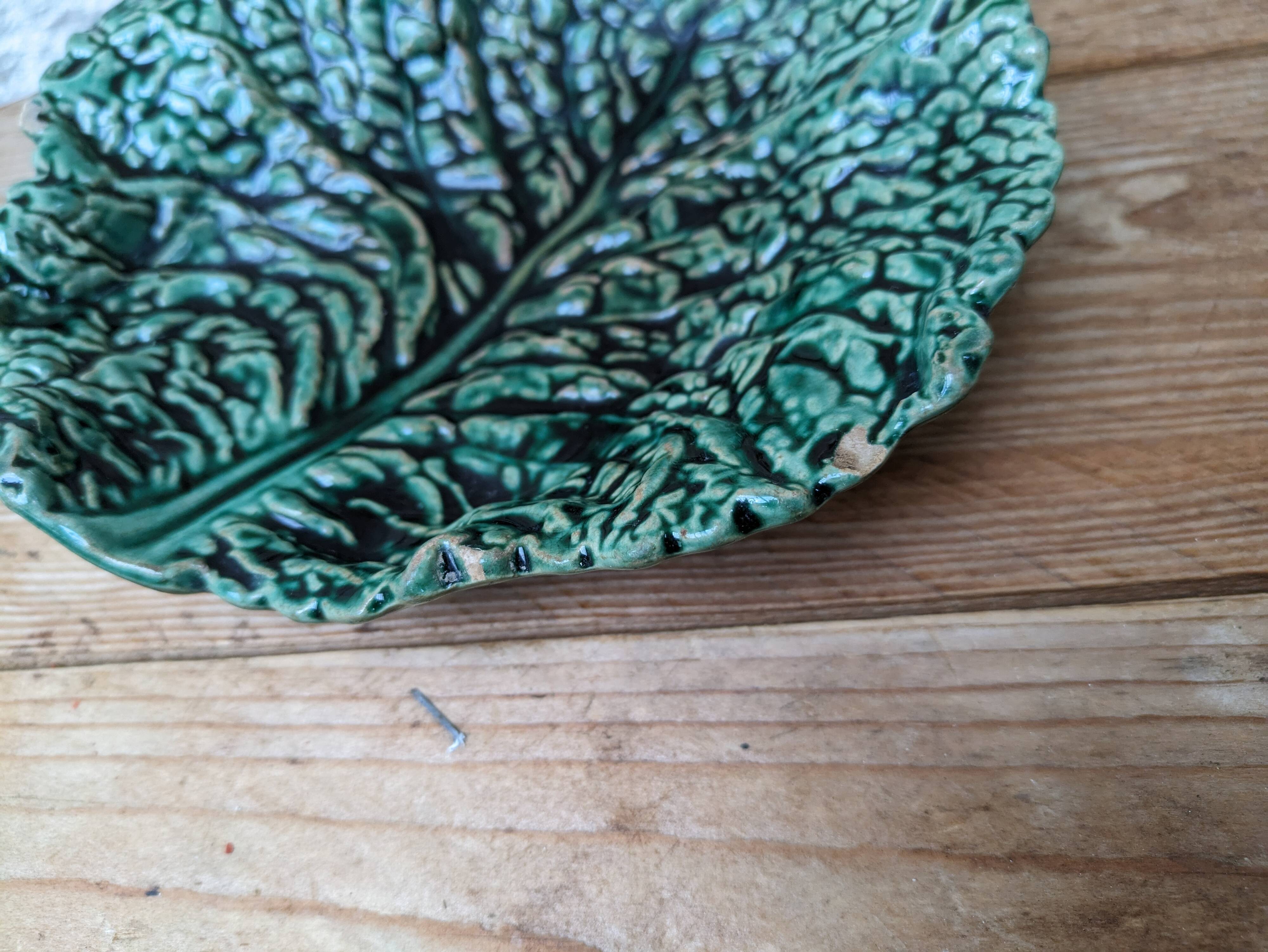 Sarreguemines ceramic cabbage leaf emptier