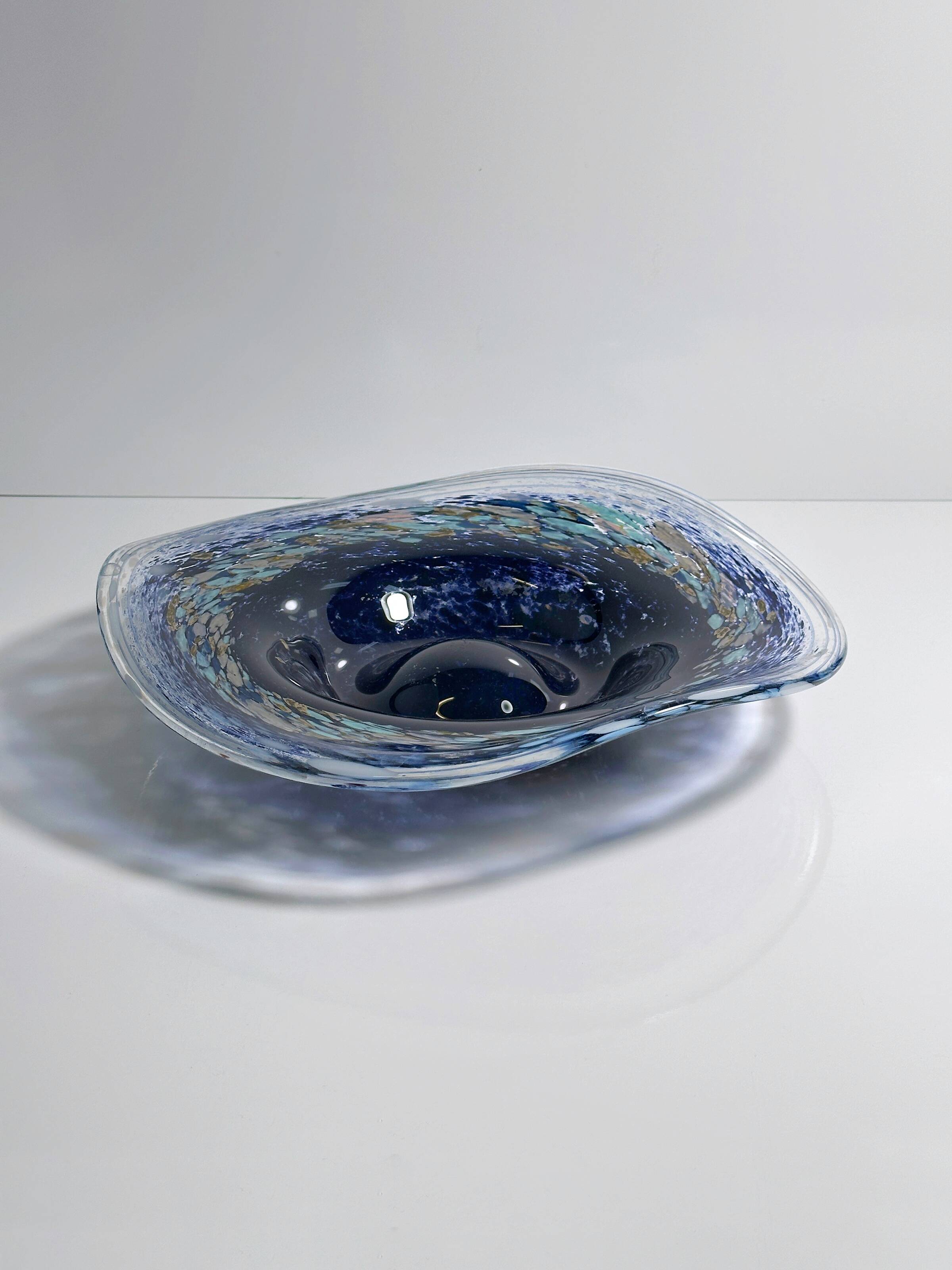 Bohemian fruit bowl glass 1980s space swirl