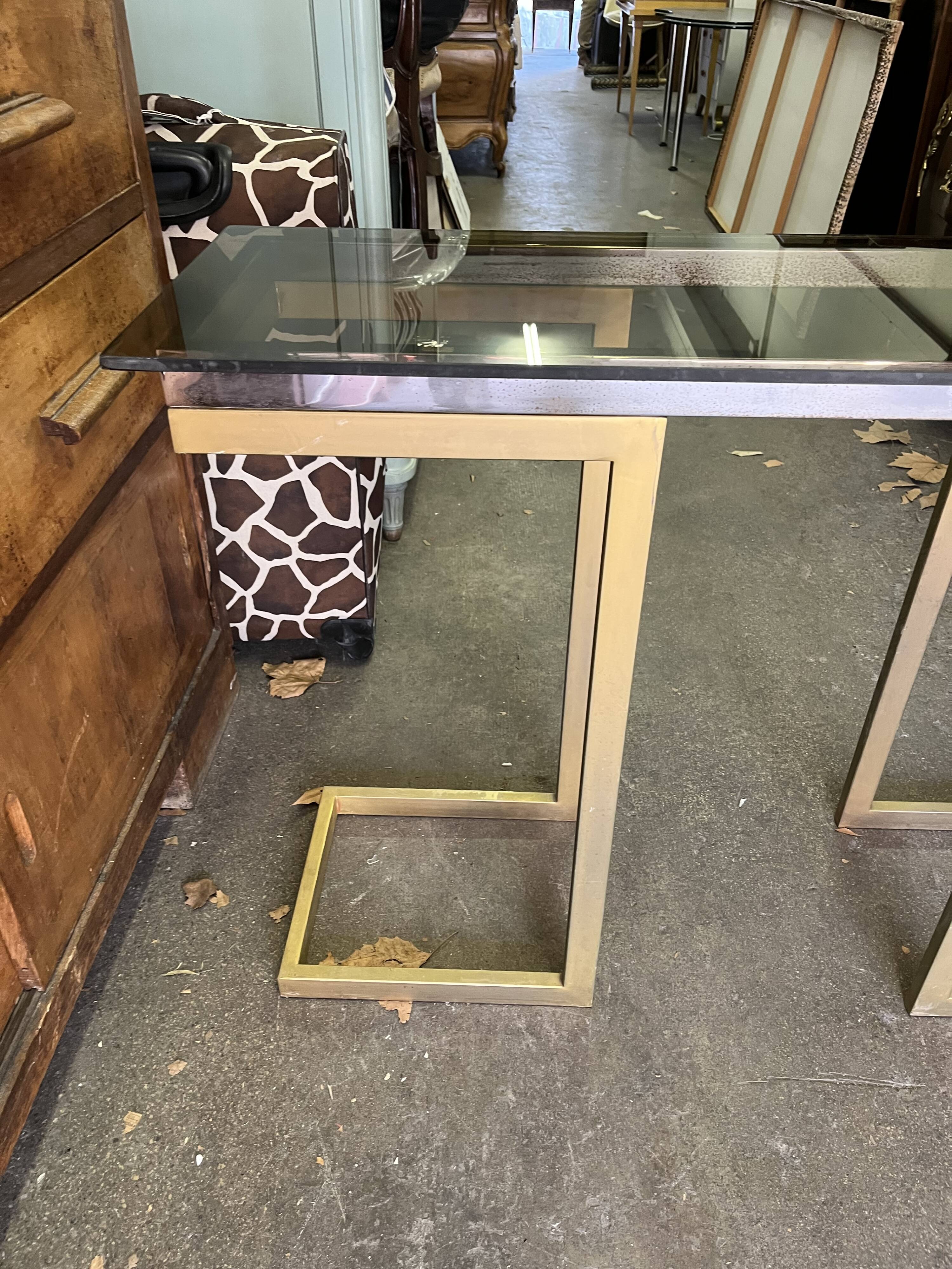 Console année 70 chrome et laiton