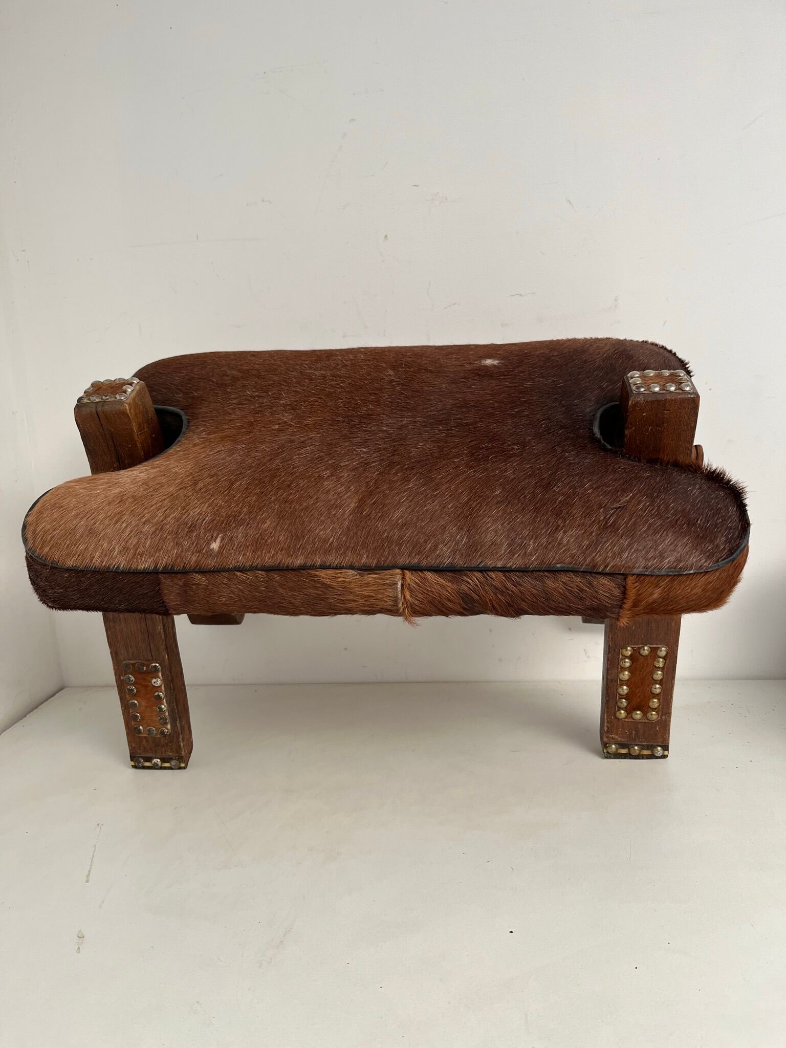 Vintage cowhide footrest