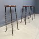 Tabourets de bar vintage en fer forgé français, années 1960 - lot de 3
