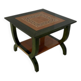 Unique Italian Green Aniline and Maple Coffee Table