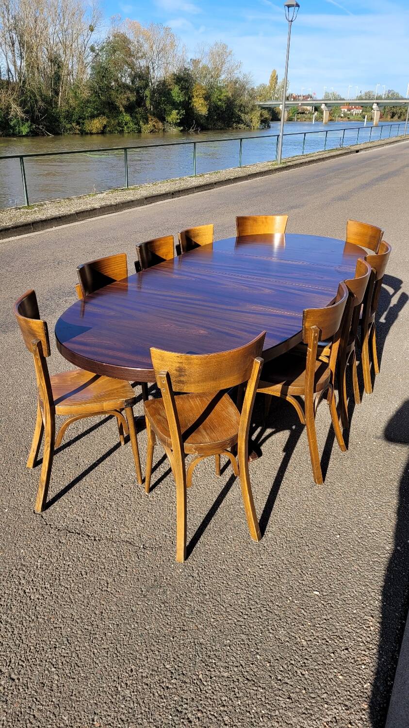 Series of 6 vintage old restaurant bistro chairs - 1950s