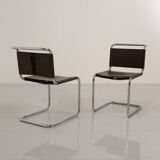 Set of 4 "S33" chairs in brown leather by Mart Stam for Gavina 60's