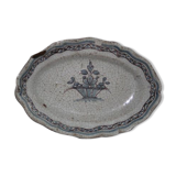 Flat move earthenware decors flowers Rouen eighteenth basket