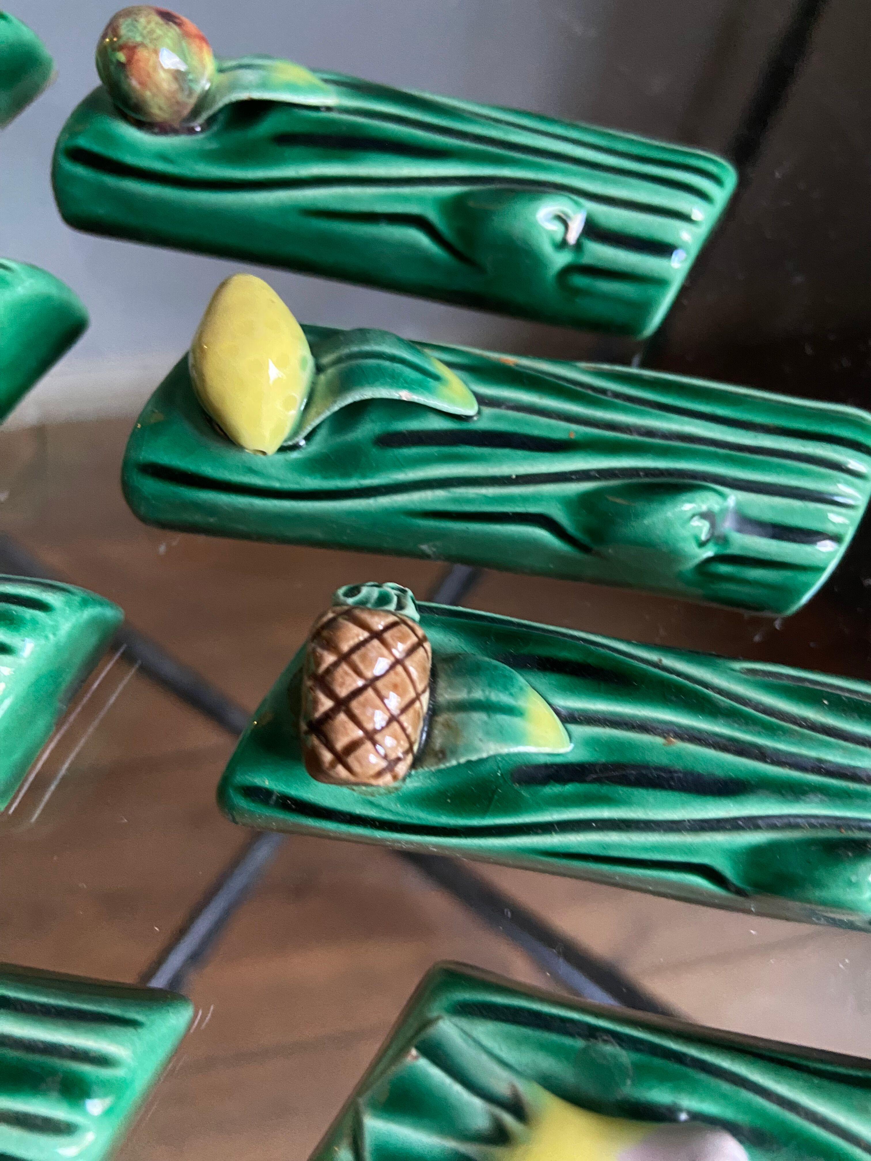 Vintage Vallauris vegetable and fruit knife holders