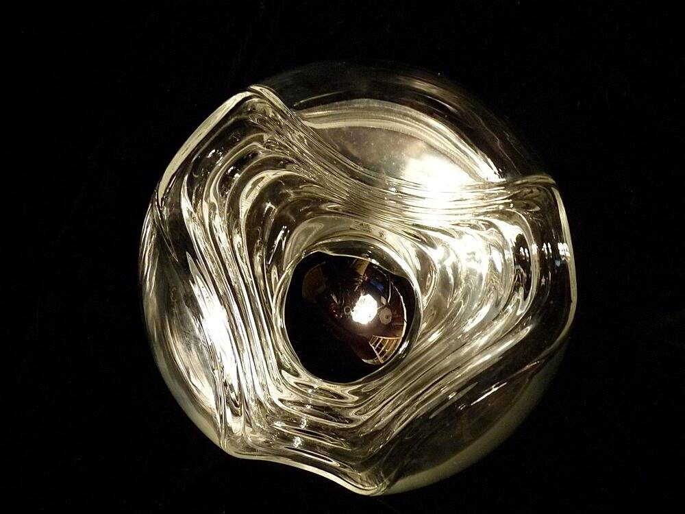 Sculptural modernist glass wall lamp from Peill & Putzler, Germany 1960s