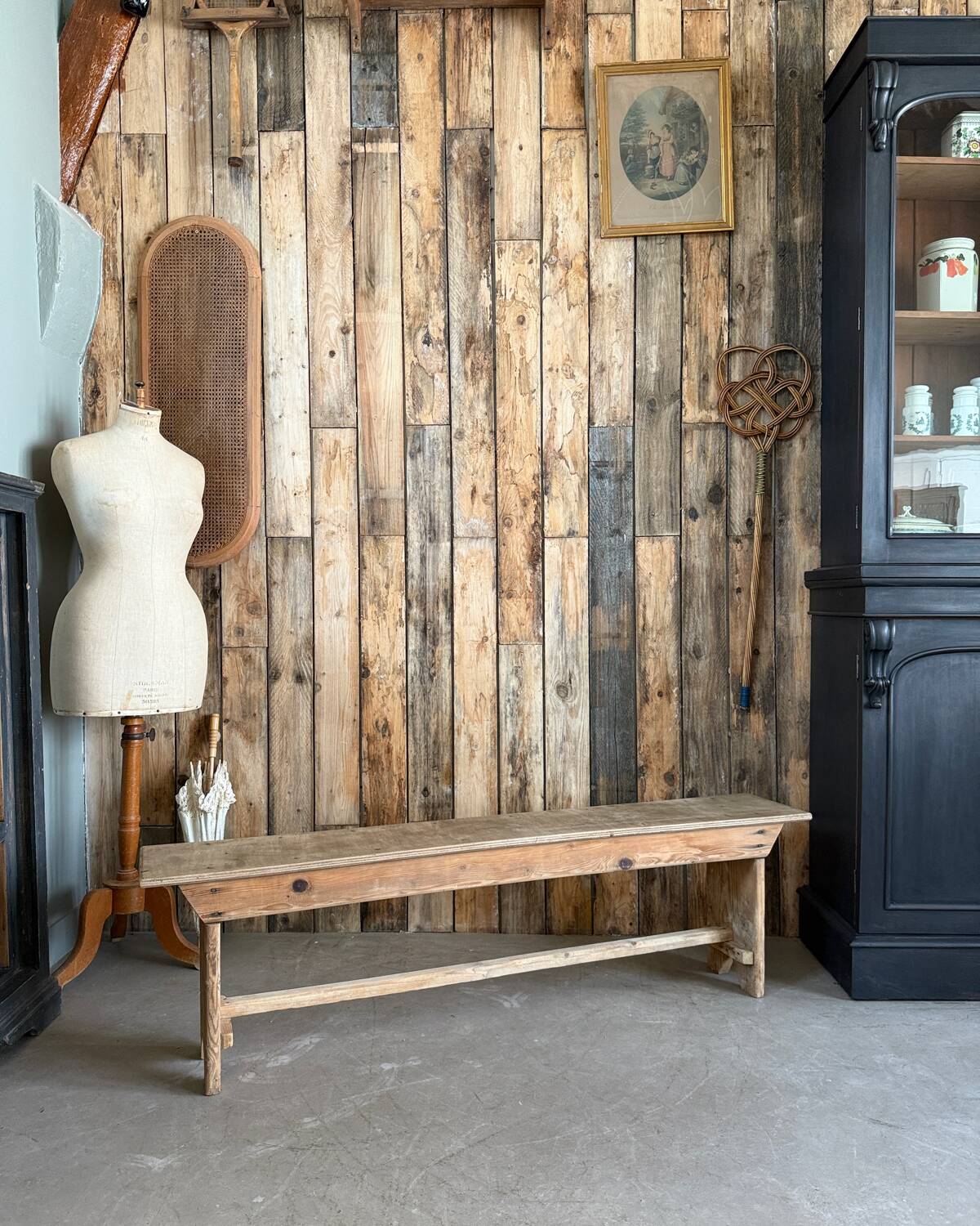 Pair of vintage farmhouse benches (refurbished)