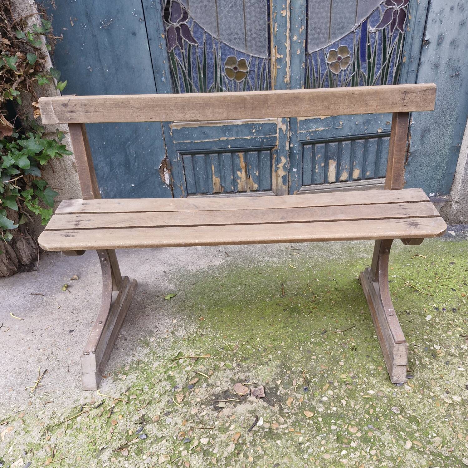 Antique wooden bench, France 19th century