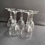 5 blown, cut and engraved crystal wine glasses
