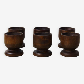 Set de 6 coquetiers en bois foncé