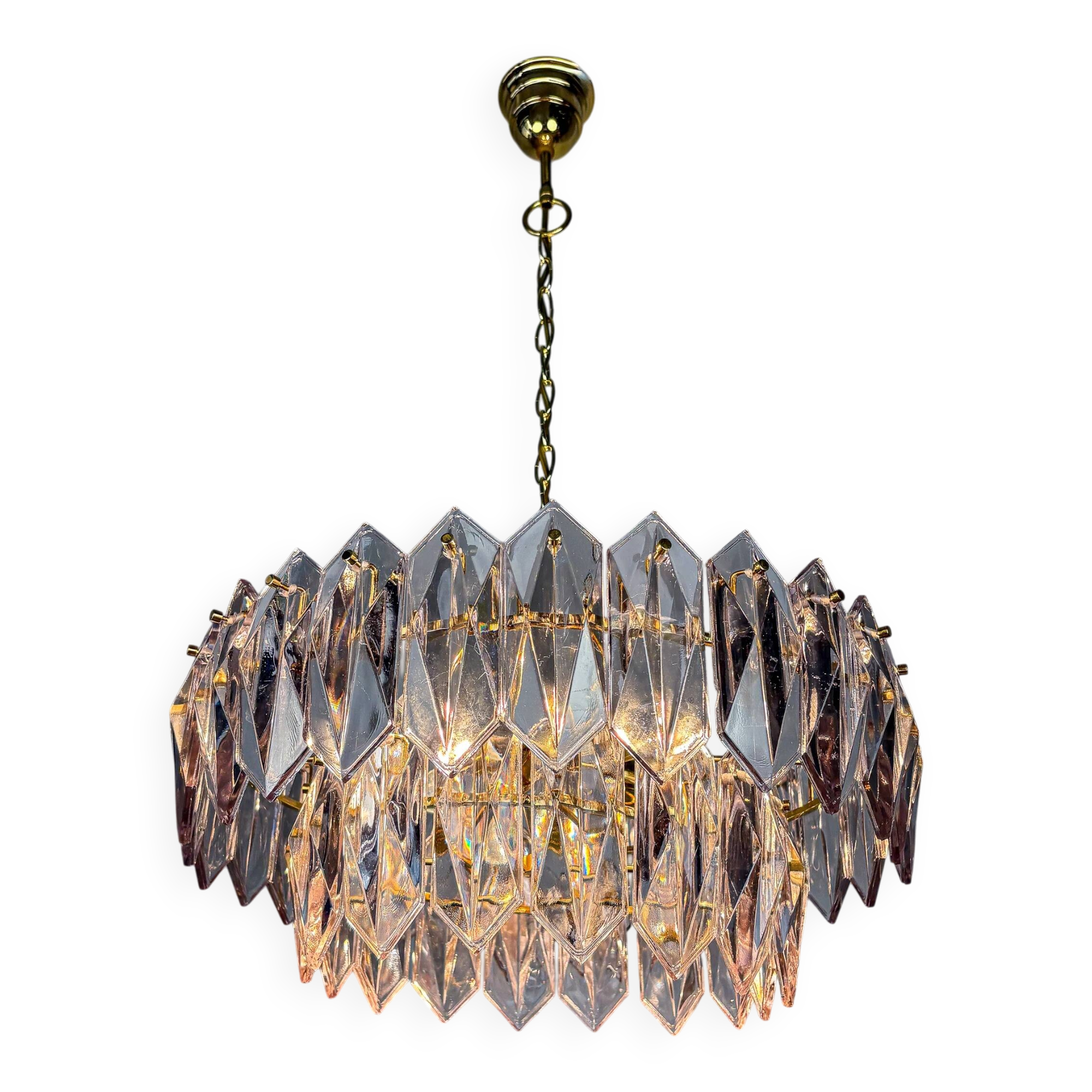 JT Kalmar chandelier, cut glass, 2 levels, Austria, 1970s