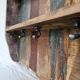 Wall shelf 3 shelves + 4 hooks cast iron in polychrome wood