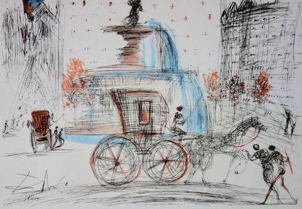 Salvador Dali : New York City, Plaza - Lithographie signée