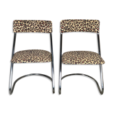 Chairs hanging in chrome metal top vintage leopard pattern 60's