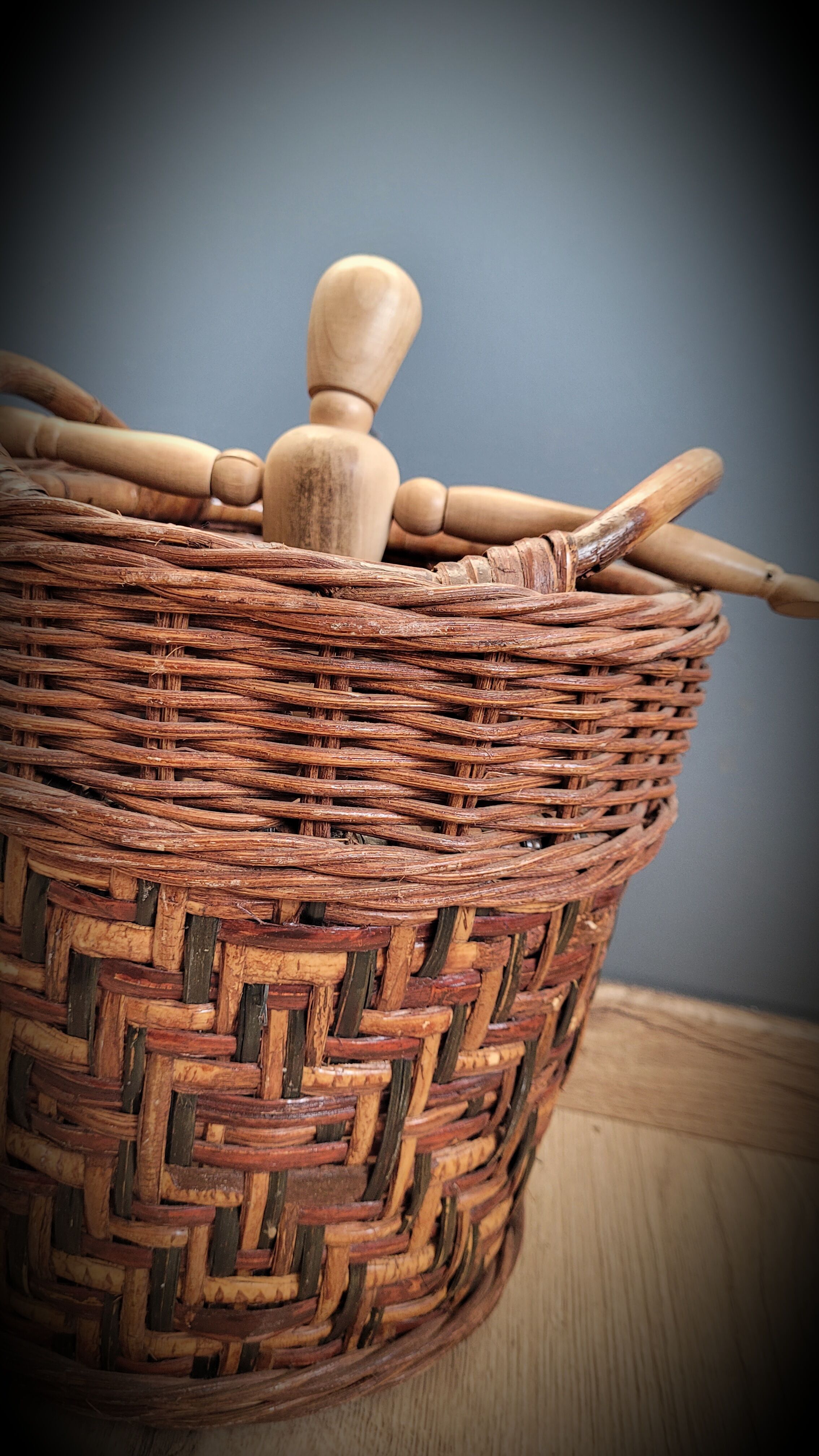 Wooden rattan basket