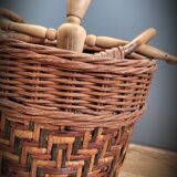 Wooden rattan basket