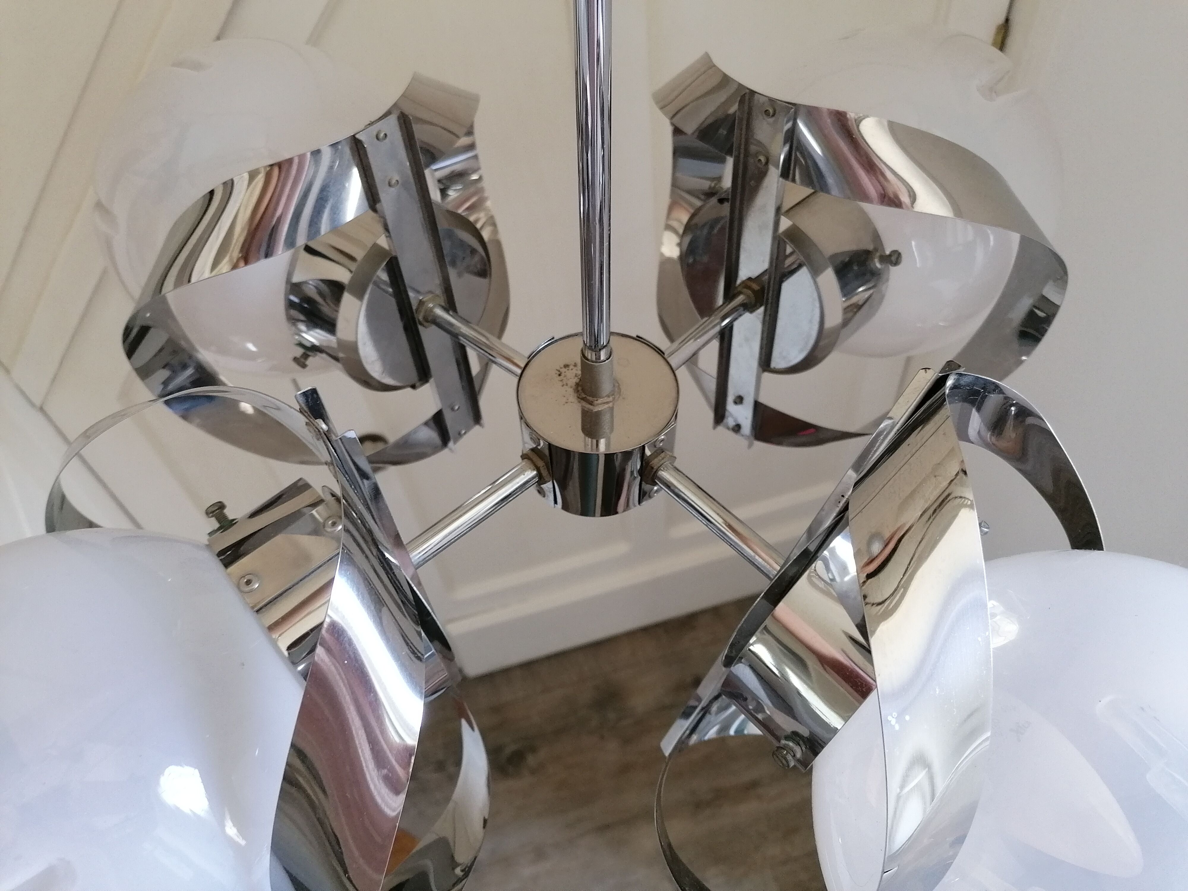 Mazzega chandelier in murano glass and metal