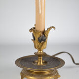 Lampe à poser bronze bougie éléctrifié