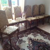 Set of 6 Louis XV chairs with padded backrest