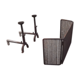 Shield fire with cast iron andirons