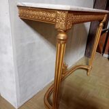 Console in gilded wood and marble style Louis XVl