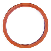 Vintage round wall mirror in orange painted wood - diameter: 48 cm