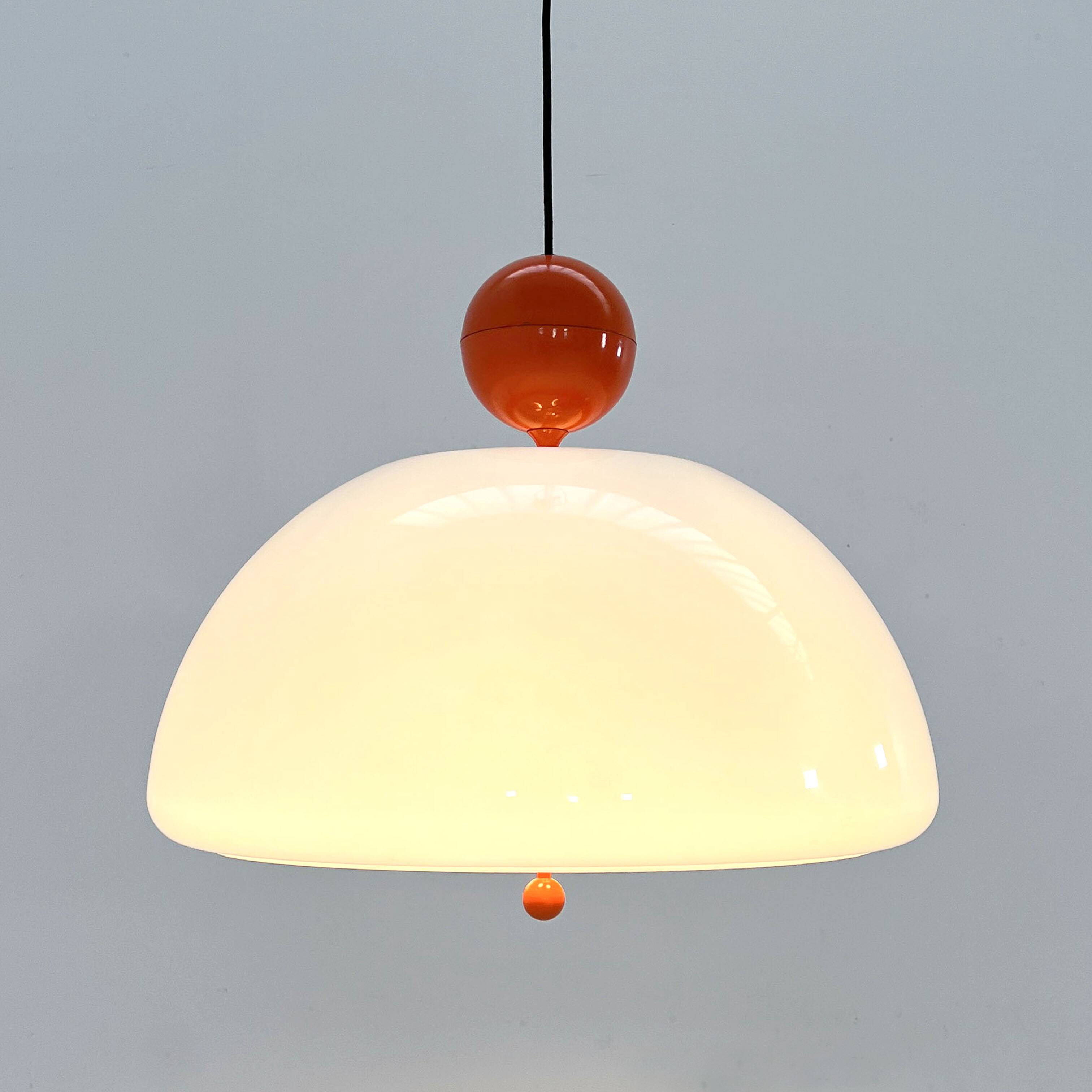 Suspension Saliscendi Orange by Elio Martinelli for Martinelli Luce, 1970