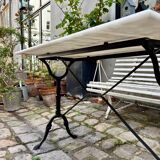 Bistro table in grey marble and black cast iron 100 x 60 cm