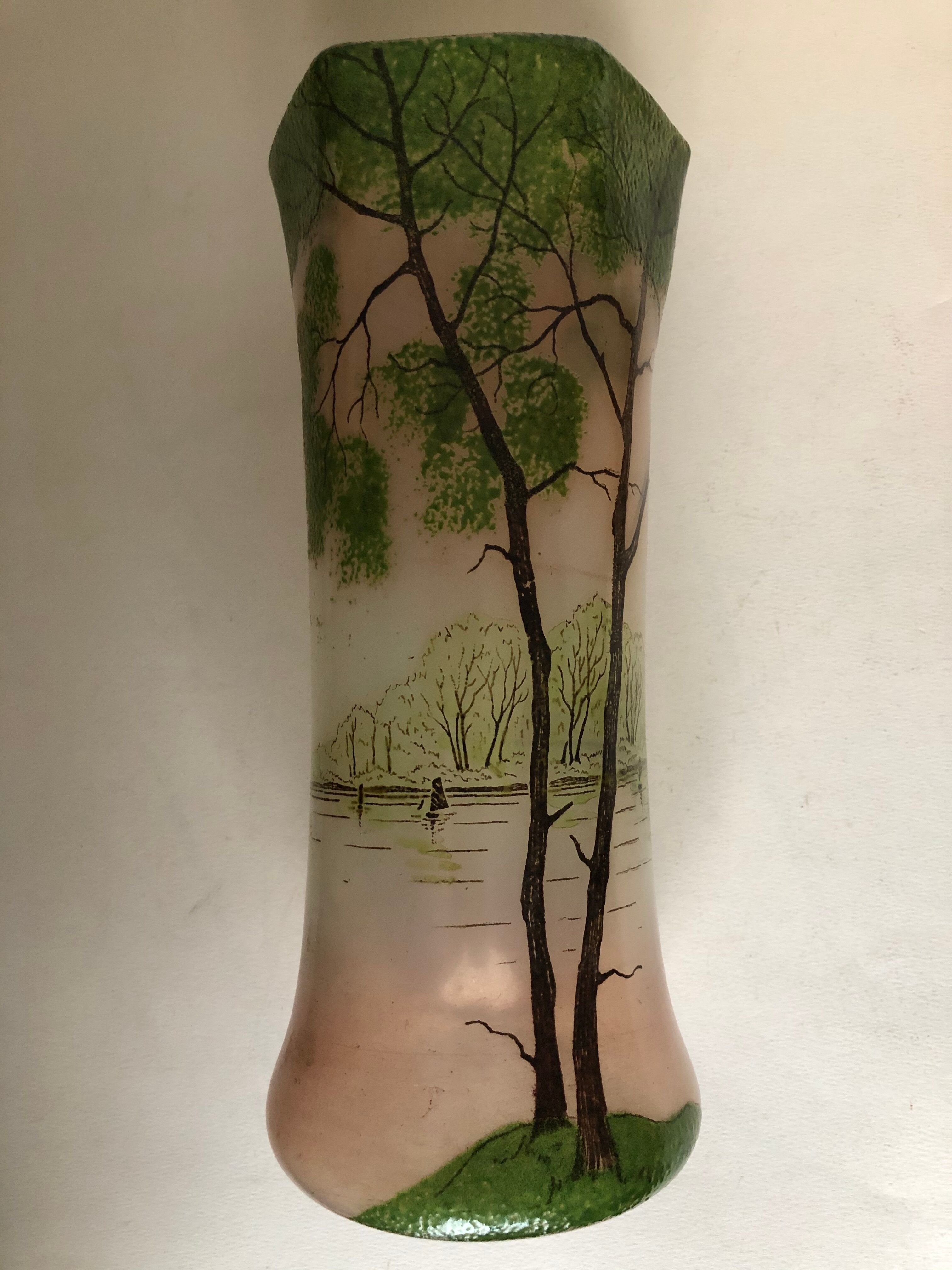 Pair of enamelled glass vases