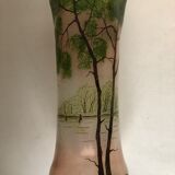 Pair of enamelled glass vases