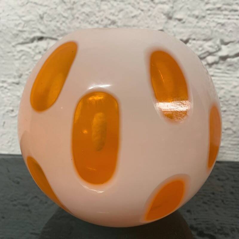 Two-tone opaline ball vase
