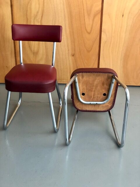 Office chairs in burgundy skaï 50s