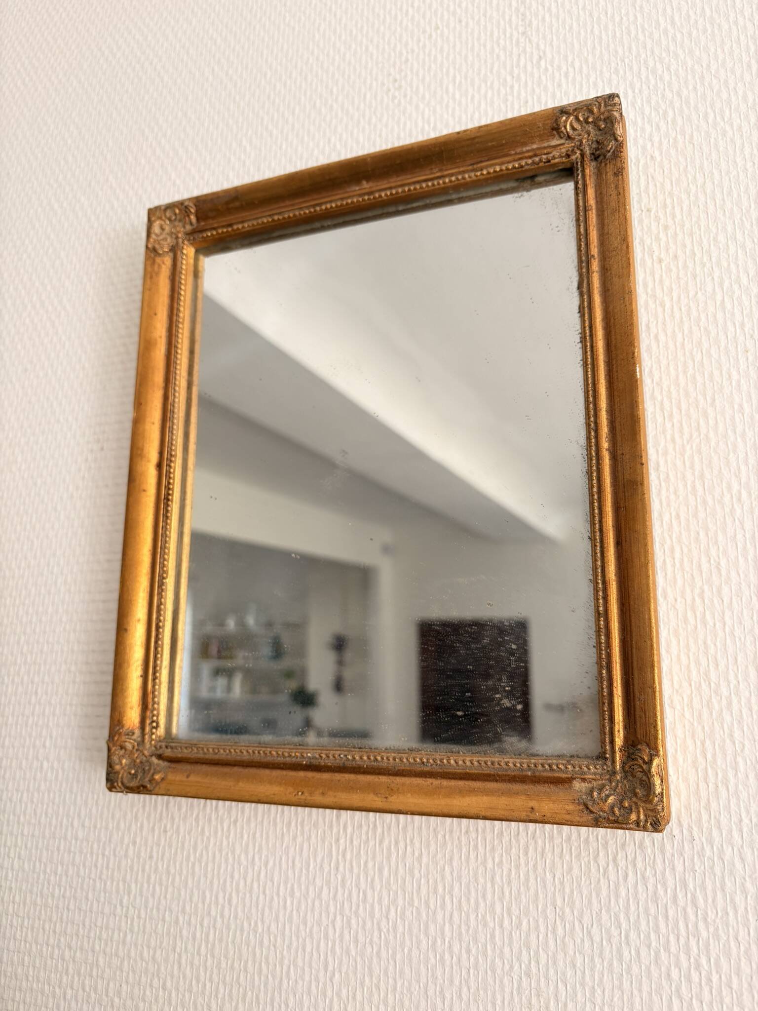 Antique Rectangular Carved Wooden Wall Mirror Louis XV XVI