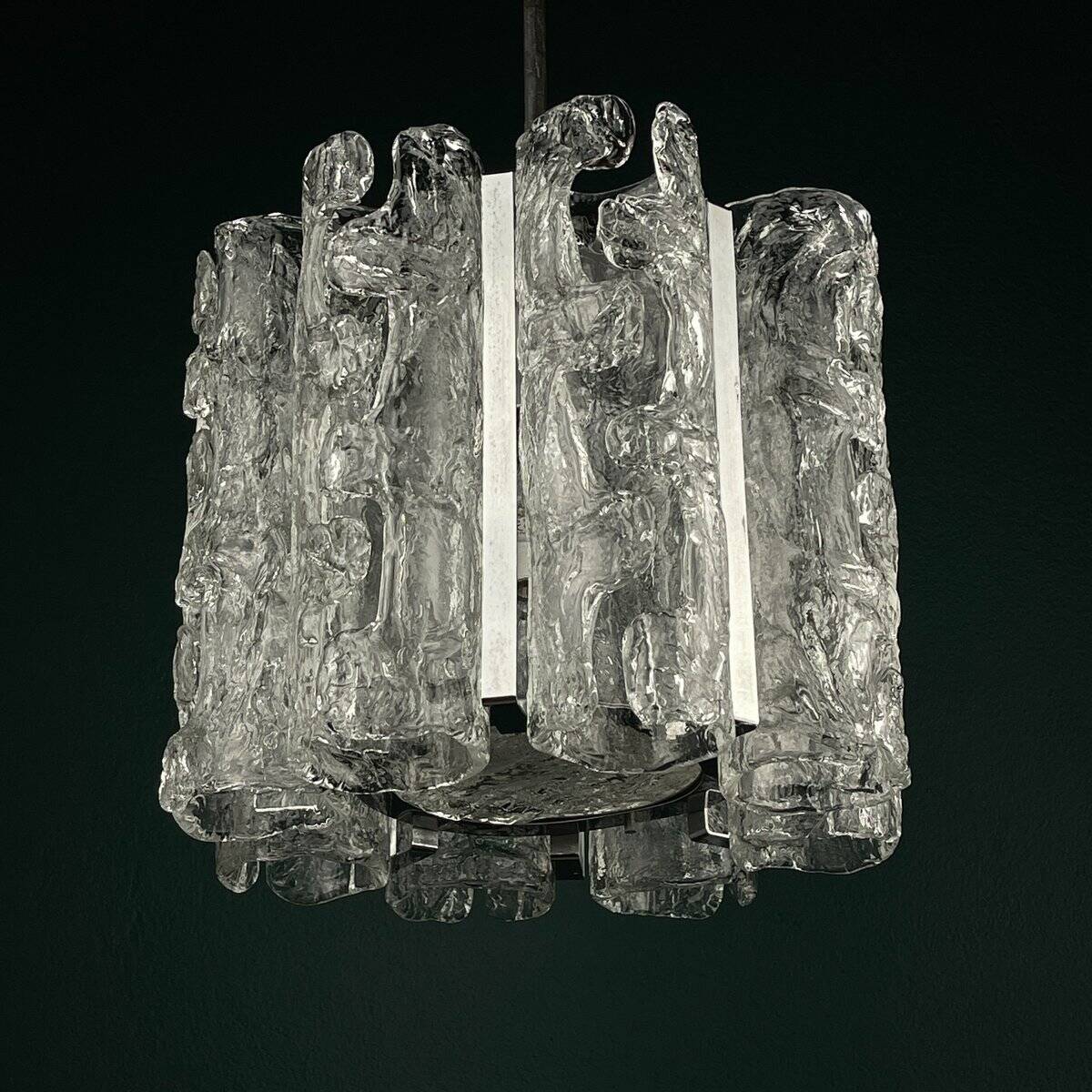 Vintage Ice Murano Chandelier by AV Mazzega, Italy, 1970s