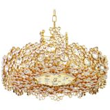 Golden brass chandelier with crystal glass inlays by Palwa, Germany, 1970s.