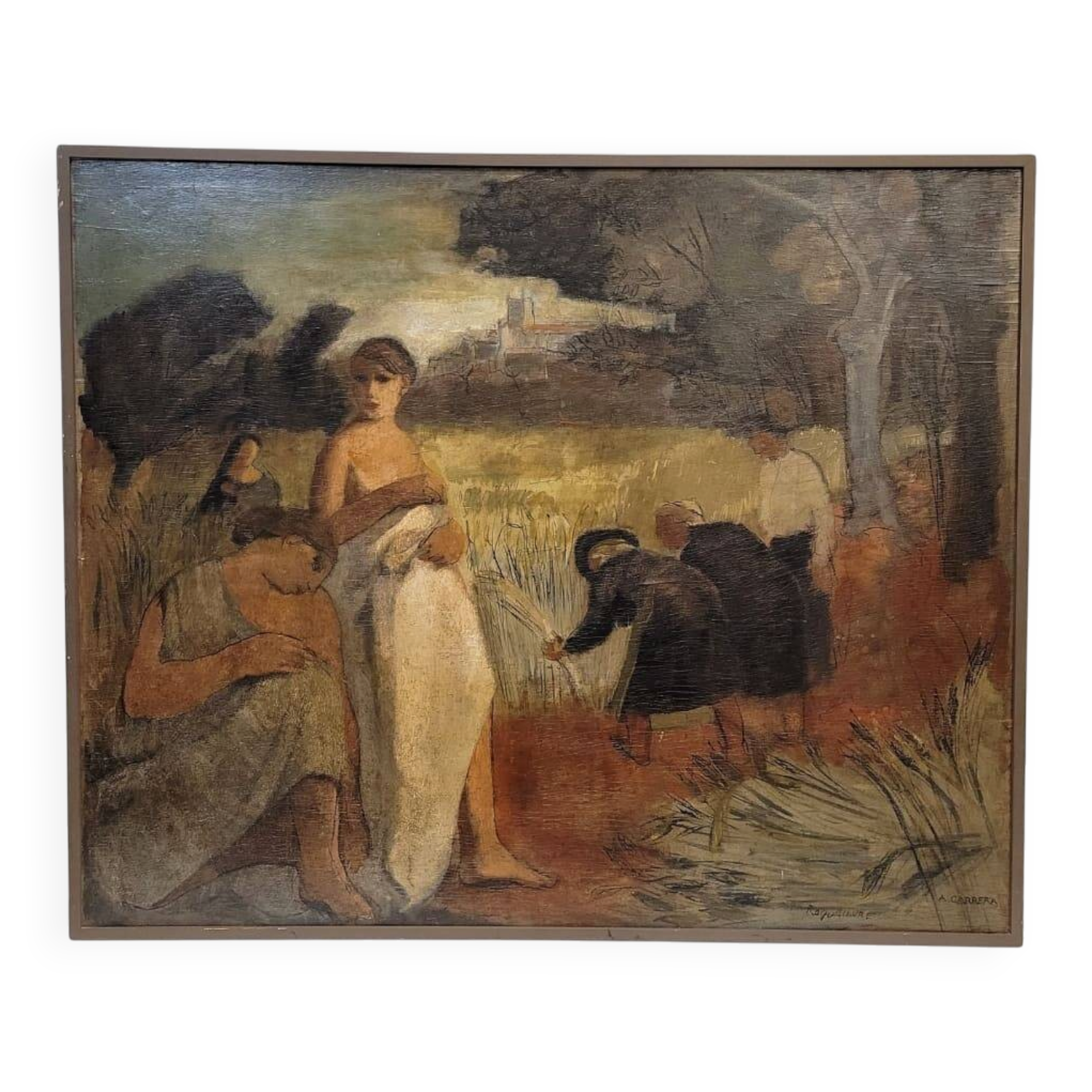 Oil on panel "Roquelaure", Agustín Carrera, Art Deco, early 20th century – Spain